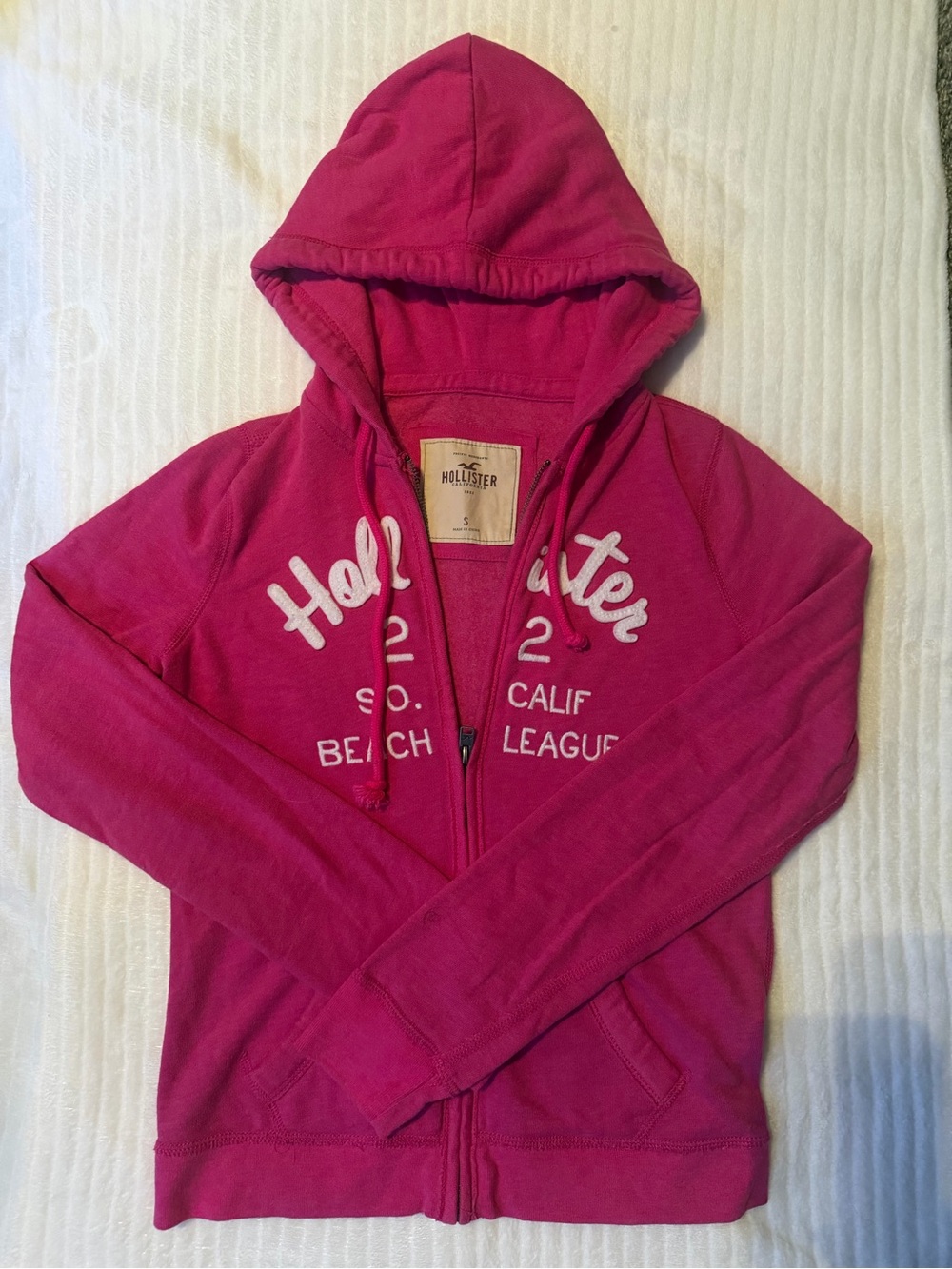 Hollister Pink Full-Zip Graphic Hoodie Jacket Size S
